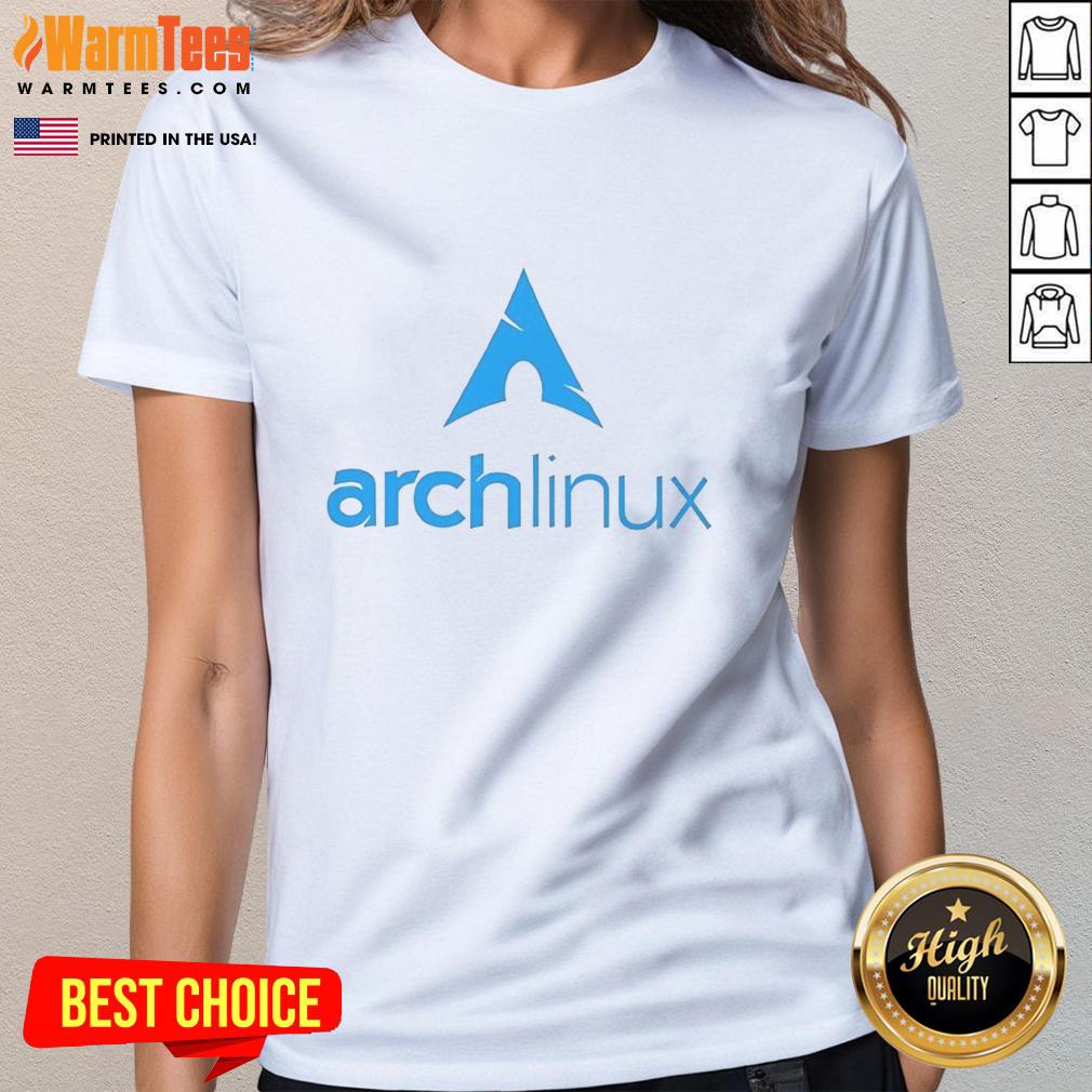 Good Arch Linux logo on a stylish ladies tee, perfect for tech enthusiasts and fans of open-source software.