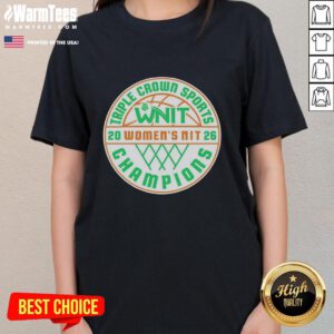 Alt Text: Good Marshall Thundering Herd 2026 Women's NIT MBB National Champions logo on a stylish ladies tee shirt.