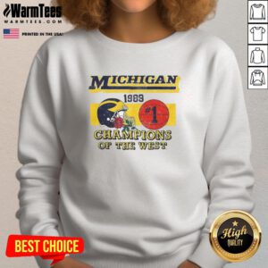 Vintage Michigan Wolverines NCAA 1989 Champions of the West sweatshirt showcasing classic team colors and logo.