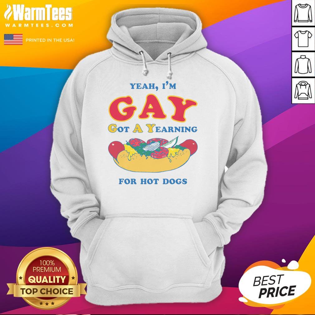 Good Yeah I'm Gay hoodie featuring a fun hot dog graphic, perfect for LGBTQ+ pride and casual wear.