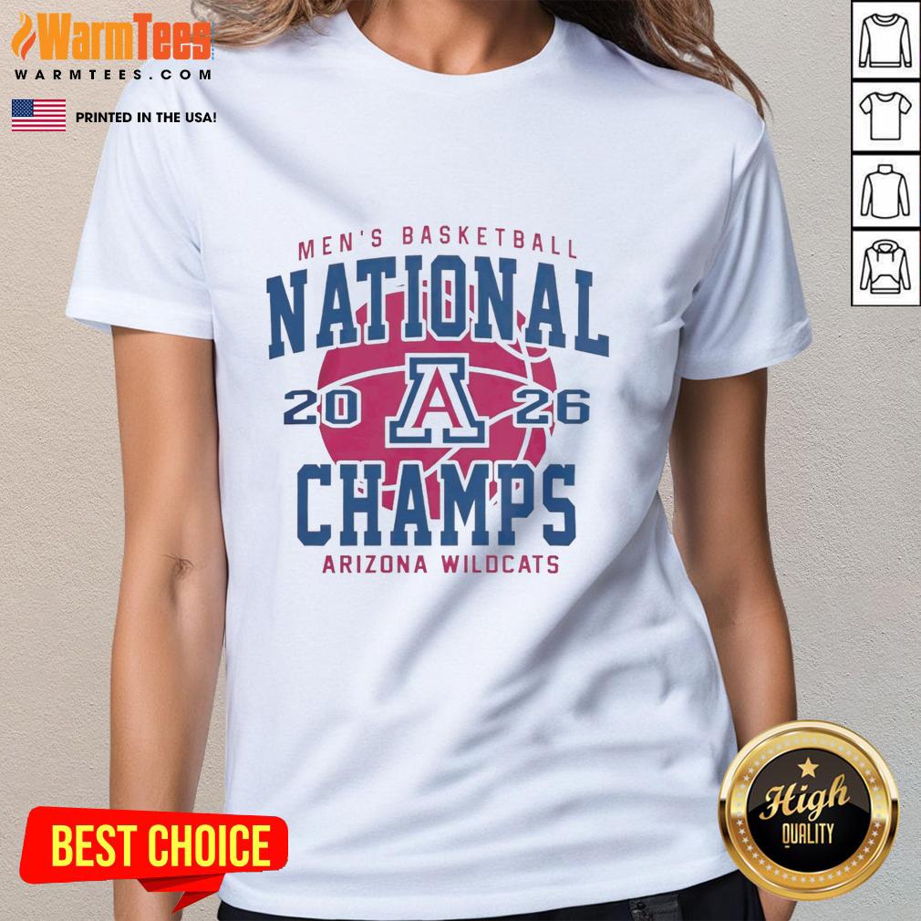 Hot Arizona Wildcats 2026 NCAA Men's Basketball Championship Game ladies tee featuring team colors and logo in Indianapolis.