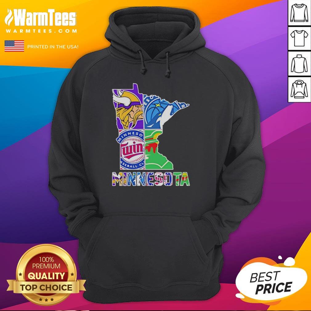 Hot Minnesota sports teams graphic on a cozy hoodie showcasing state pride and team spirit.