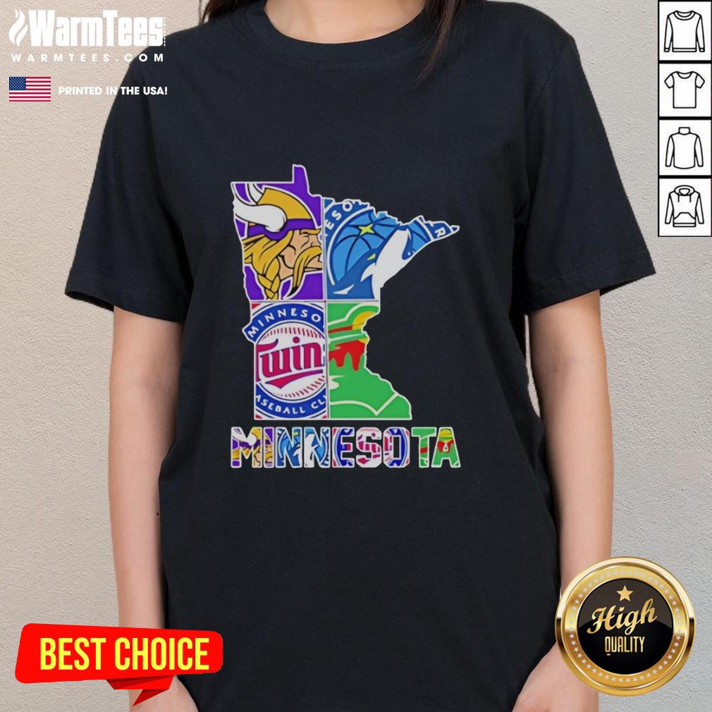 Hot Minnesota Sports Teams graphic on a stylish ladies tee, perfect for fans showing team pride in Minnesota.