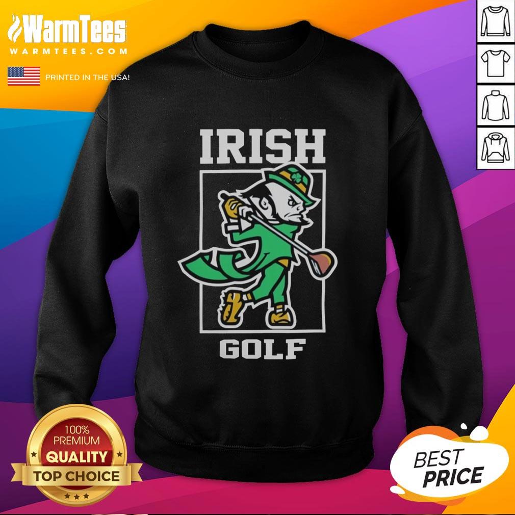 Alt Text: Hot Notre Dame Fighting Irish Golf Leprechaun 2026 sweatshirt featuring vibrant colors and a stylish design.
