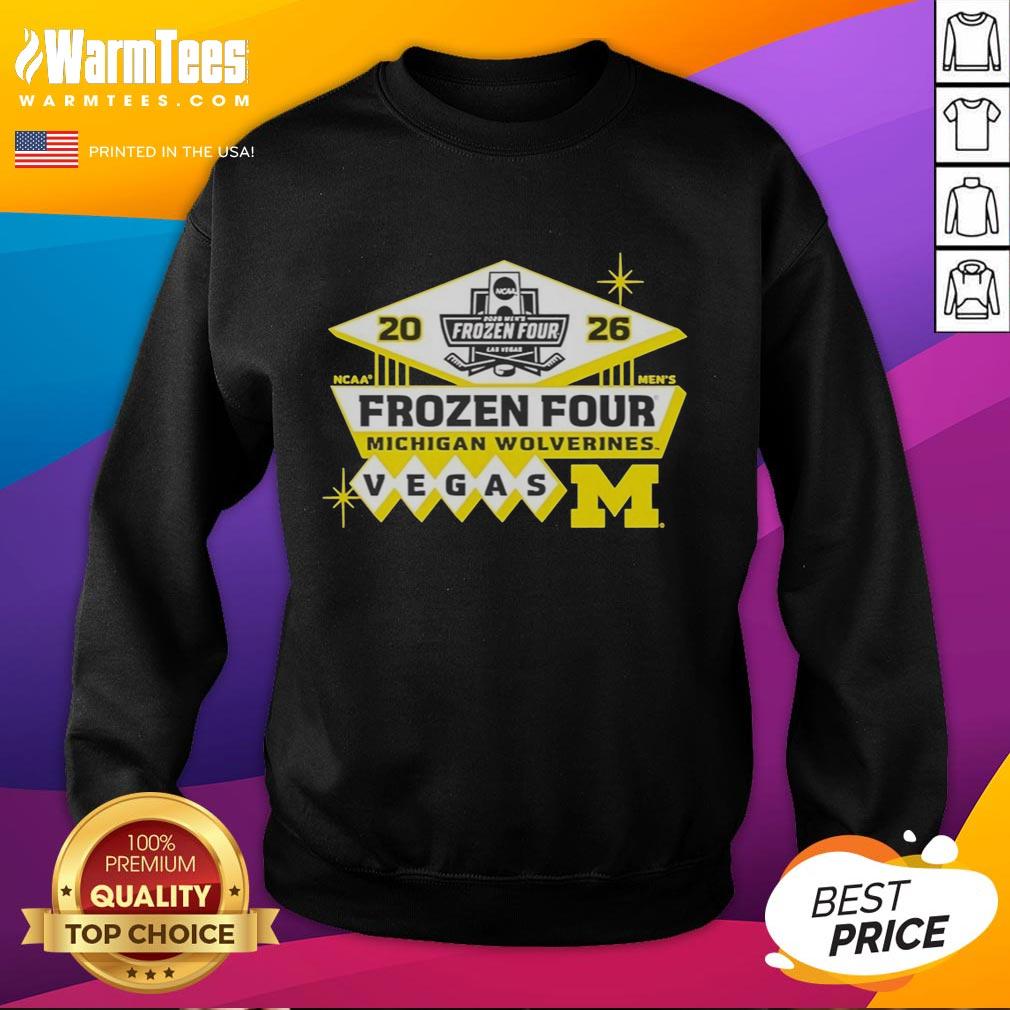 Men's Ice Hockey Frozen Four Bound Michigan Wolverines sweatshirt for 2026, featuring team logo and stylish design.