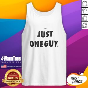 Man wearing a Nice-Its-Just-One-Guy tank top, showcasing a casual summer style perfect for warm weather outings.
