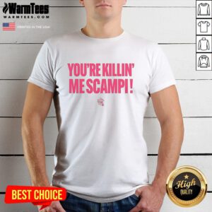 Alt Text: Jacksonville Jumbo Shrimp 'Youre Killin Me Scampi' T-Shirt featuring a fun shrimp graphic and vibrant colors.