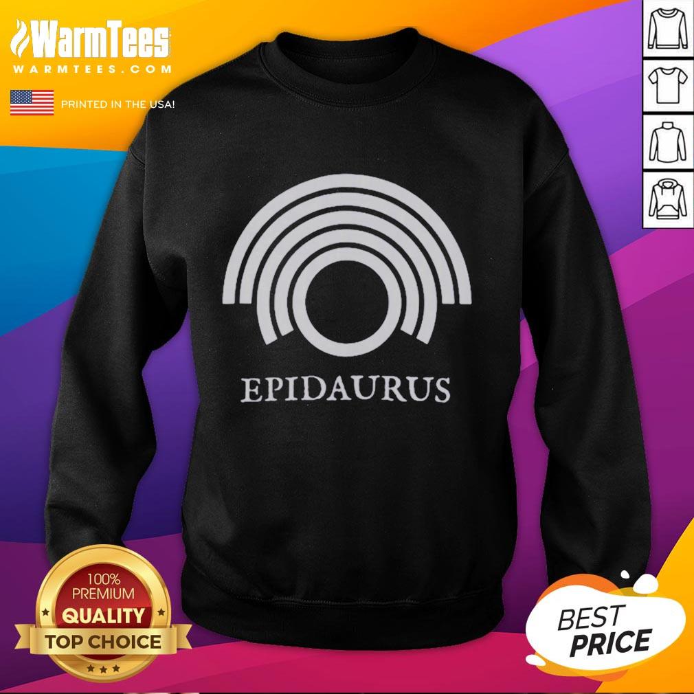 Nice Liam Obrien wearing an Epidaurus sweatshirt, showcasing a stylish look in a casual setting.