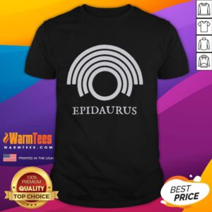 Alt Text: Nice Liam O'Brien proudly wearing an Epidaurus T-shirt, showcasing a stylish look and vibrant design.