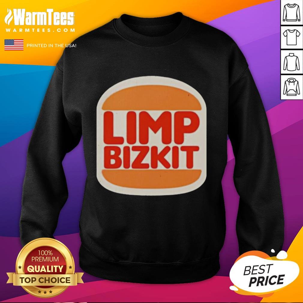 Nice Limp Bizkit Burger King parody logo sweatshirt featuring bold graphics and a unique design for fans.