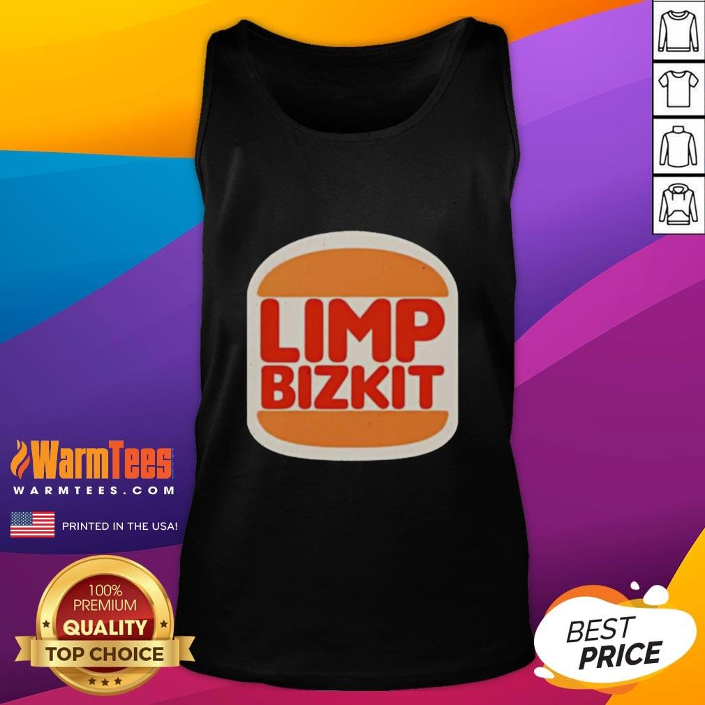 Alt Text: Nice Limp Bizkit Burger King parody logo tank top featuring a humorous design for music fans and fashion lovers.