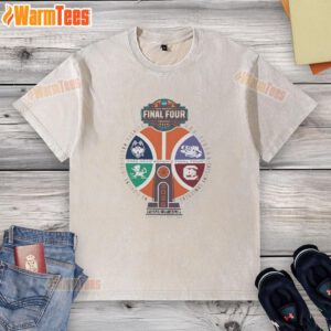 Alt Text: NCAA Women's Final Four Phoenix 2026 basketball trophy logo on a washed t-shirt, perfect for fans and collectors.