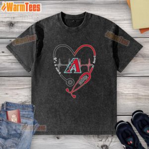 Official Arizona Diamondbacks Stethoscope Heartbeat T-Shirt, featuring a unique design celebrating sports and healthcare.