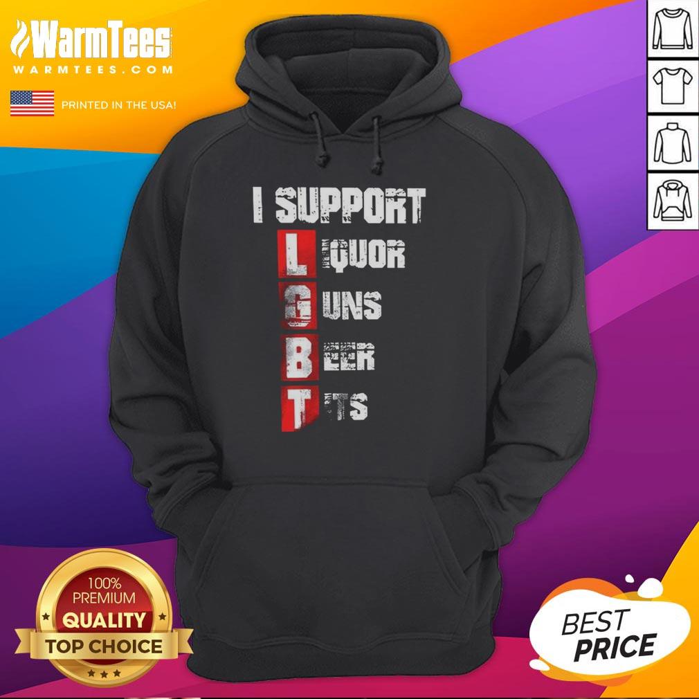 Official I Support LGBT Liberty Guns Beer Tits vertical hoodie showcasing vibrant design and bold colors.