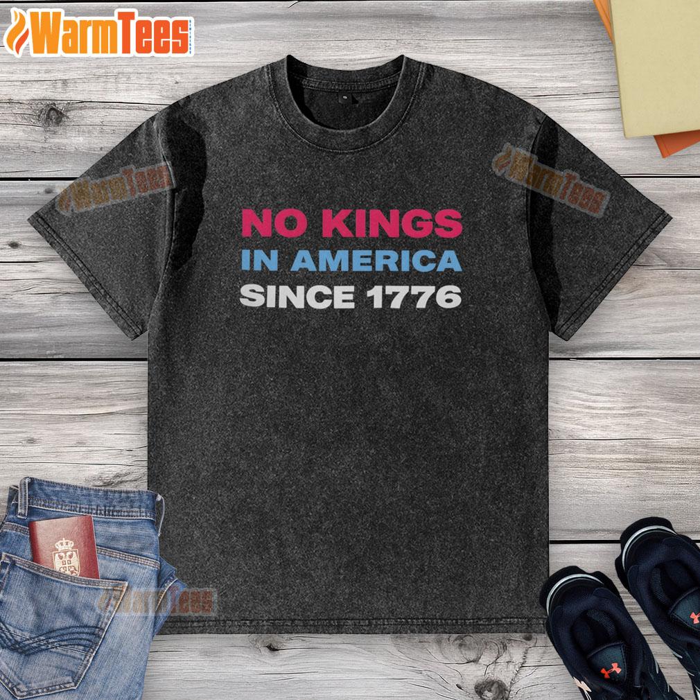 Official Jamie Lee Curtis No Kings In America Since 1776 Retro Washed T-Shirt featuring vintage design and bold text.