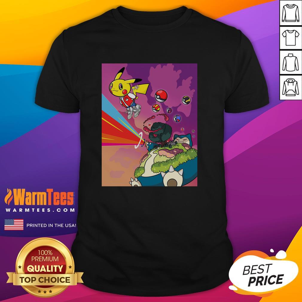 Official Pikachu Kanye Graduation Mashup Parody T-Shirt featuring Pikachu in a graduation cap and Kanye West's signature style.