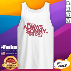 Alt Text: Official Sonny Styles tank top featuring 'It's Always Sonny in the DMV' design, perfect for stylish casual wear.