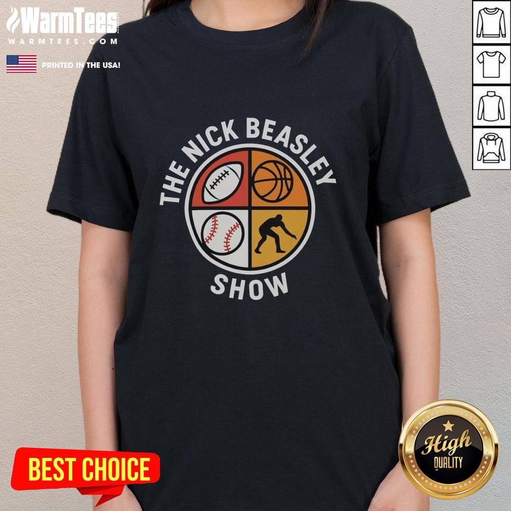 Official Nick Beasley Show logo on a stylish ladies tee, perfect for fans of the popular podcast.