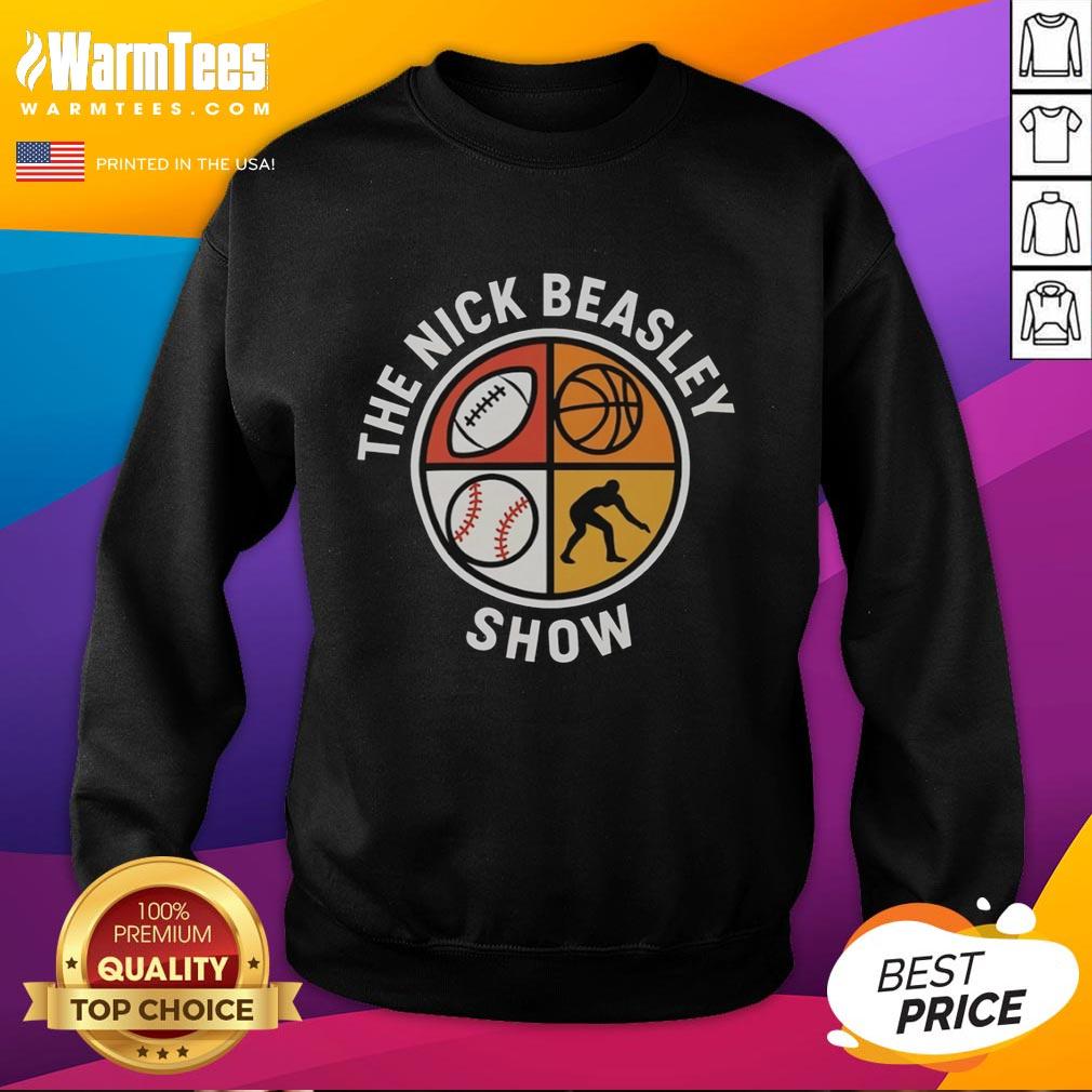 Official Nick Beasley Show logo sweatshirt featuring bold design and vibrant colors, perfect for fans and casual wear.