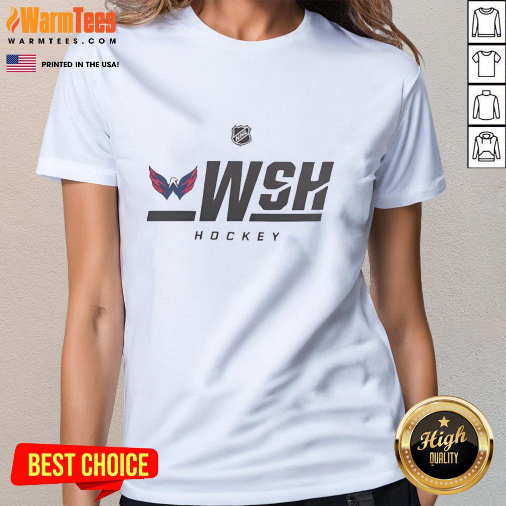 Alt Text: Official Washington Capitals Hockey 2026 NHL logo on a stylish ladies' tee, perfect for fans and casual wear.