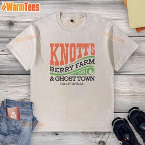 Original Knotts Berry Farm and Ghost Town California washed t-shirt featuring vintage design and soft fabric.