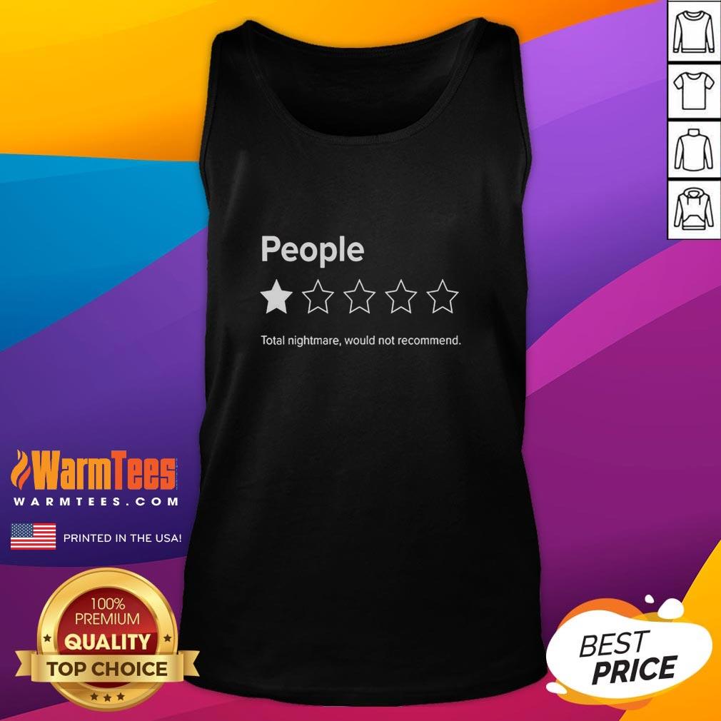 Original People tank top with 'Total Nightmare' review, 1 out of 5 stars rating displayed prominently.