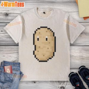Original pixelated potato washed t-shirt featuring a fun graphic design, perfect for casual wear and potato lovers.