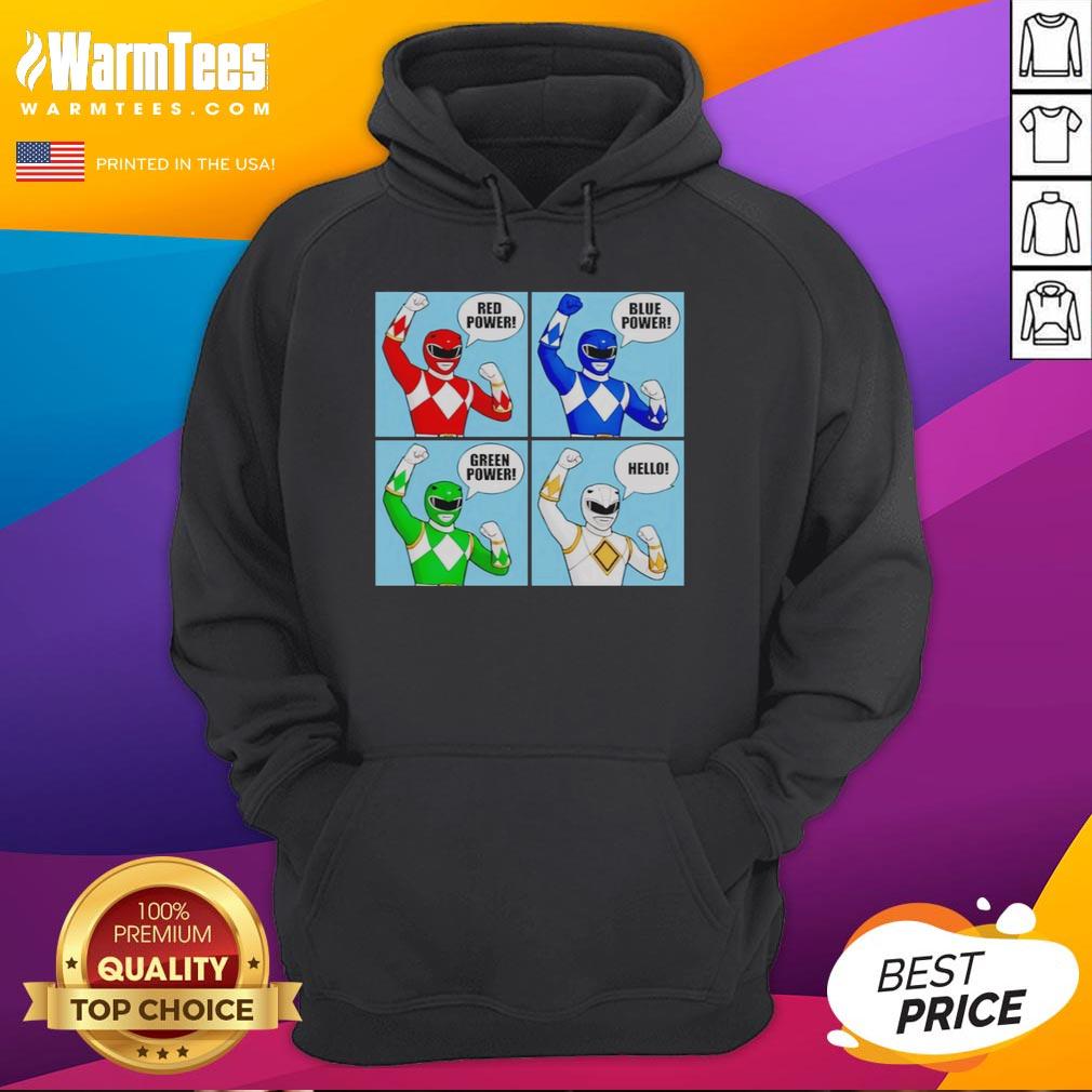 Original Power Hoodie in red, blue, and green with 'Hello' design, perfect for casual wear and stylish comfort.