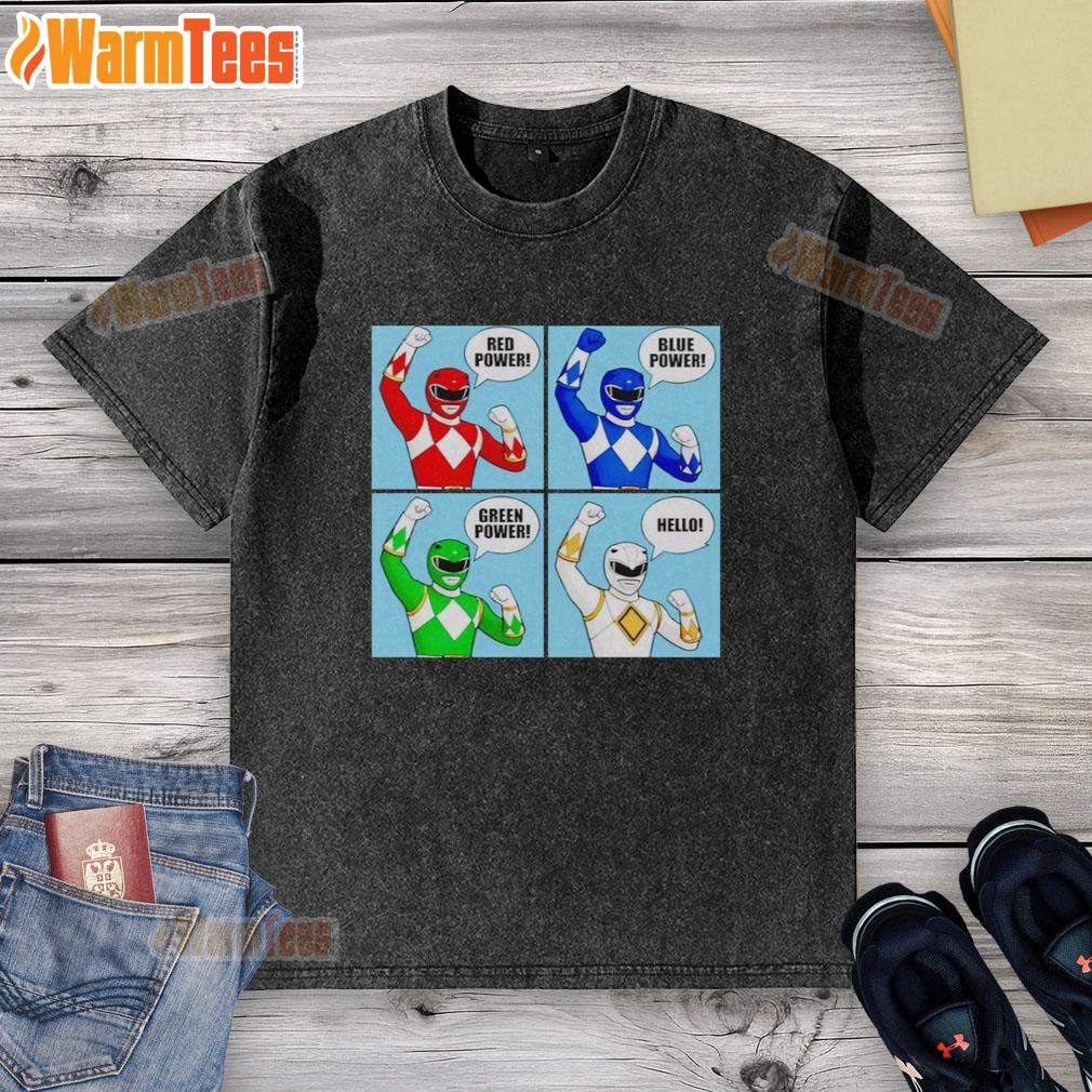 Original Power washed t-shirt in red, blue, and green featuring 'Hello' design for casual fashion.