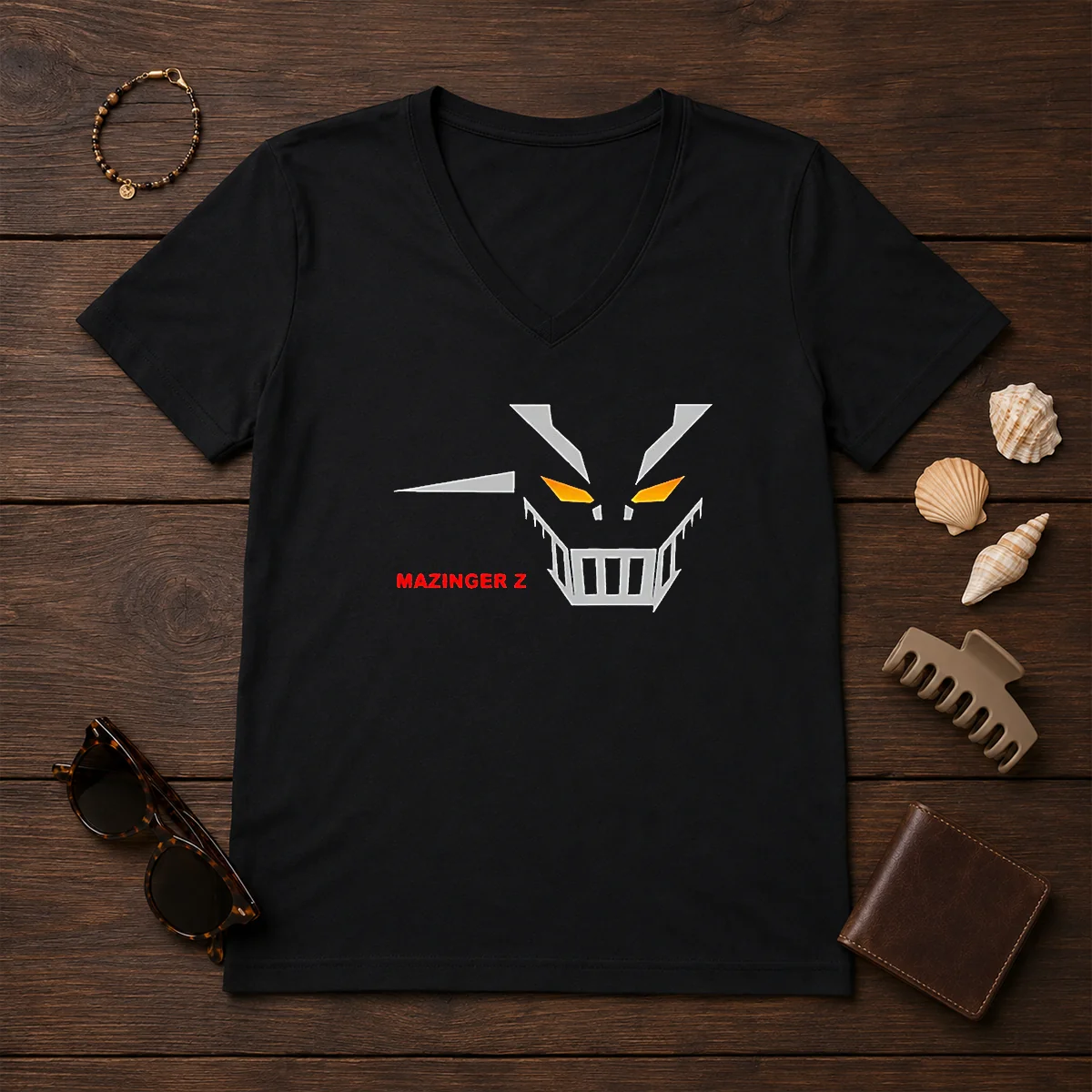 Awesome Mazinger Z Robot Face Logo V-Neck Shirt Awesome Mazinger Z Robot Face Logo V-Neck Shirt
