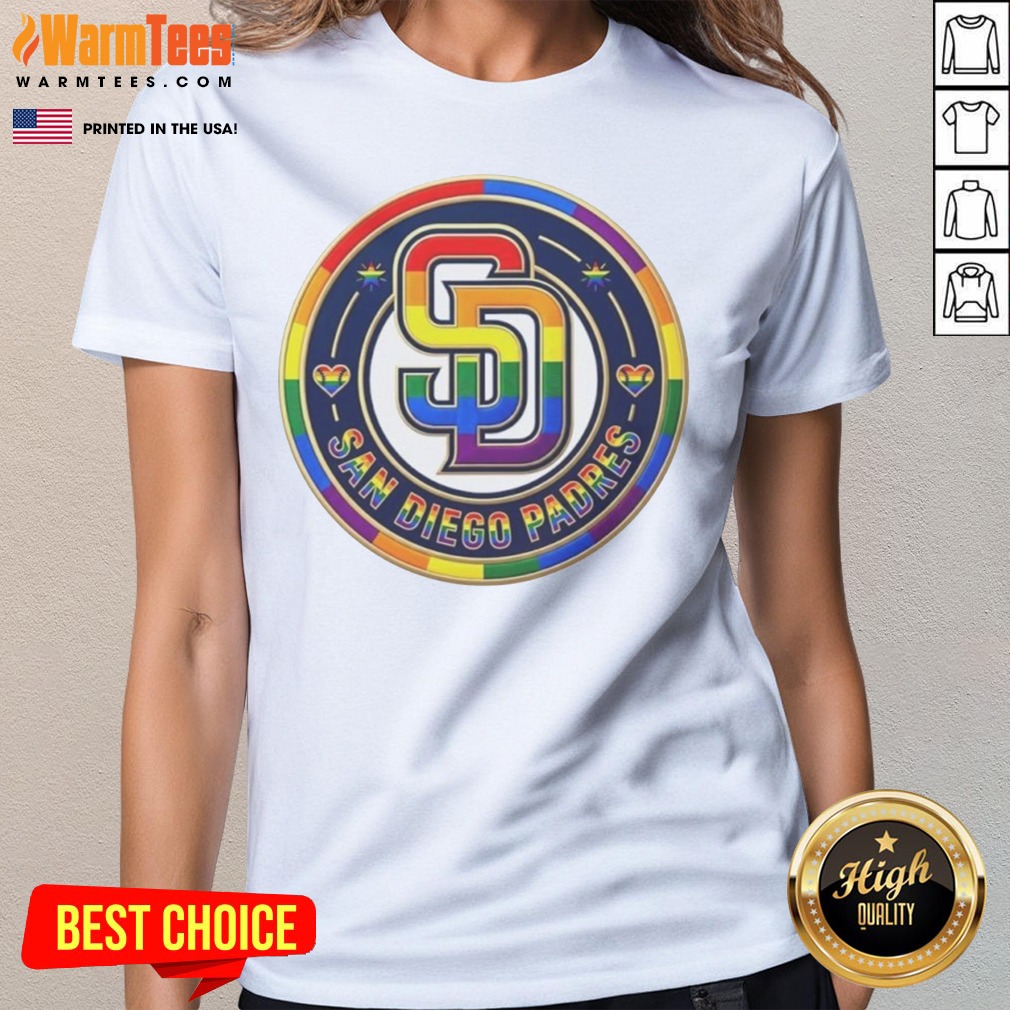 Awesome San Diego Padres Pride MLB Logo shirt on Ladies Shirt Awesome San Diego Padres Pride MLB Logo shirt shown as a ladies shirt preview