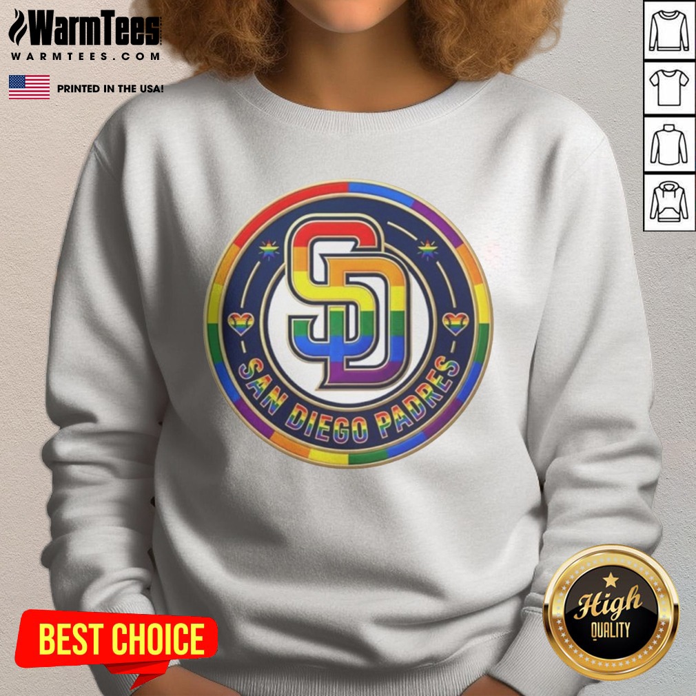 Awesome San Diego Padres Pride MLB Logo shirt on Sweatshirt Awesome San Diego Padres Pride MLB Logo shirt shown as a sweatshirt preview