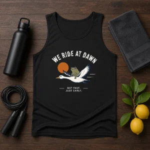 Awesome We Ride At Dawn Not Fast Just Early Duck Frog Tank Top