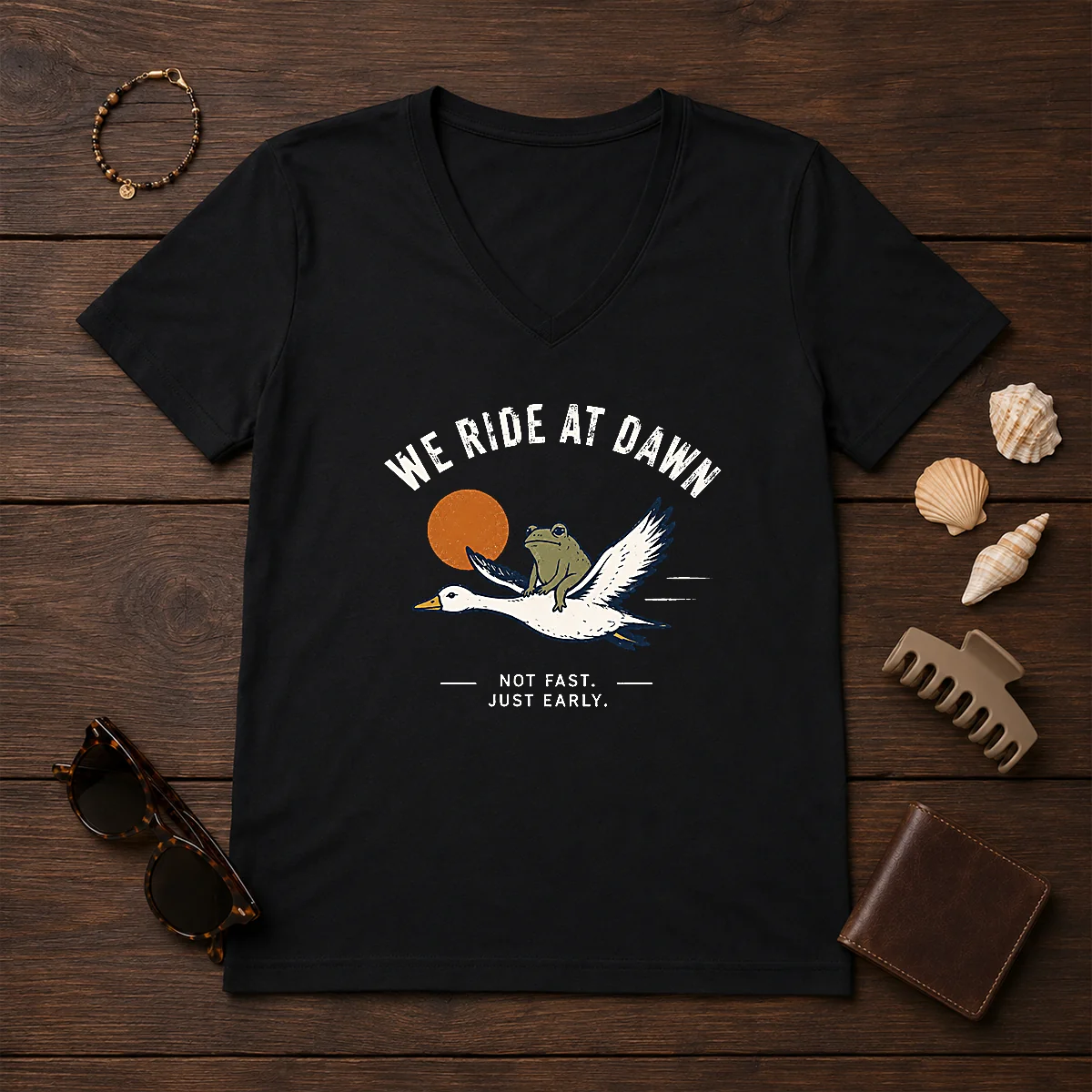 Awesome We Ride At Dawn Not V-Neck Shirt Awesome We Ride At Dawn Not V-Neck Shirt