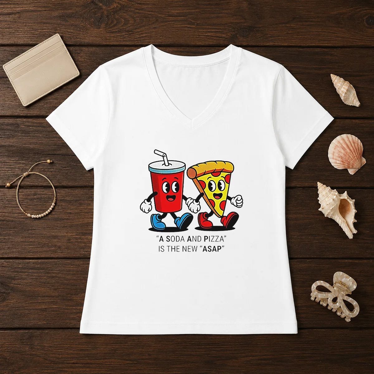 Funny A Soda And Pizza Is V-Neck Shirt Funny A Soda And Pizza Is V-Neck Shirt