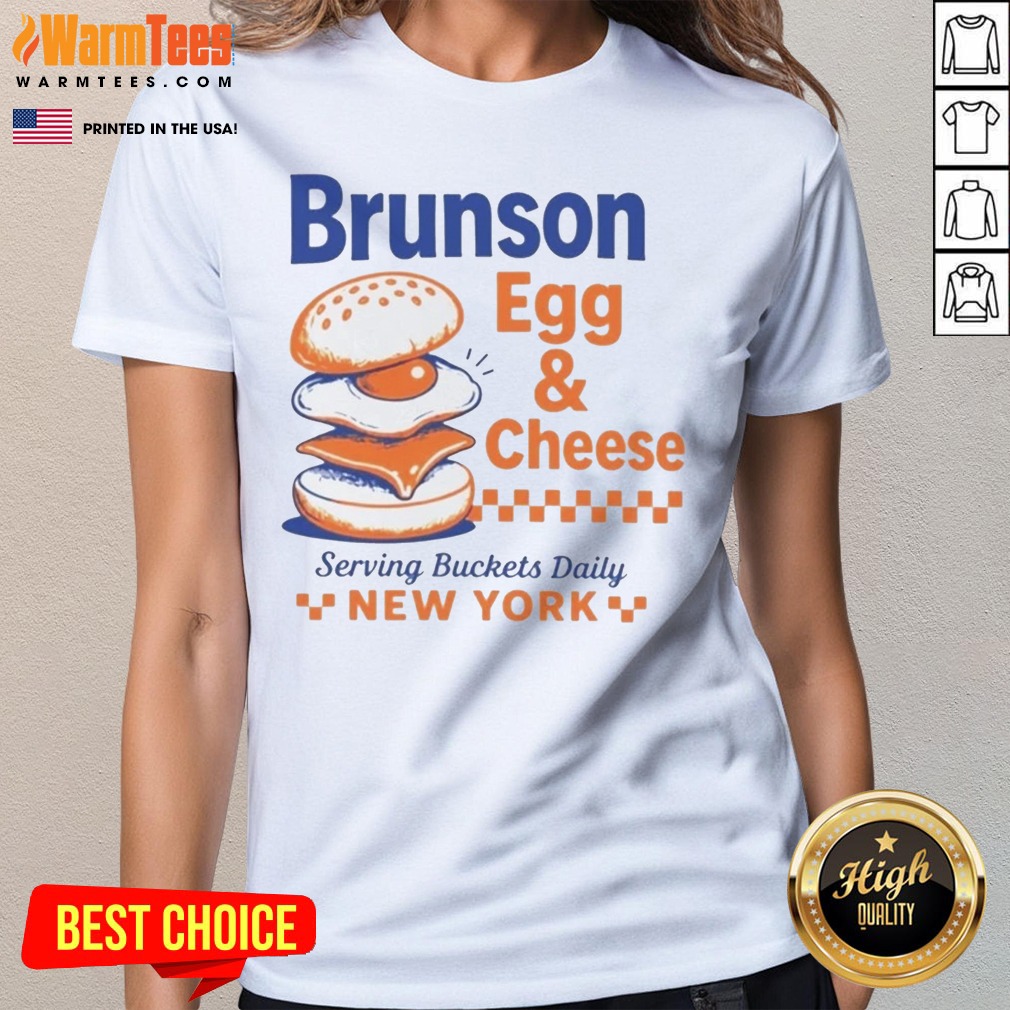 Funny Brunson Egg & Cheese Serving Buckets Daily NEW YORK Jalen Brunson Shirt on Ladies Shirt Funny Brunson Egg & Cheese Serving Buckets Daily NEW YORK Jalen Brunson Shirt shown as a ladies shirt preview