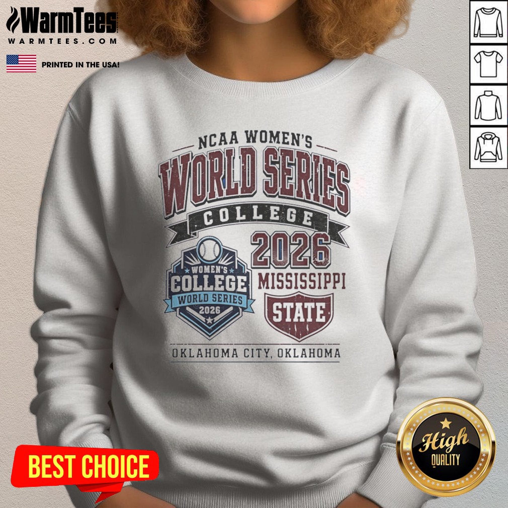 Funny Mississippi State NCAA World Series 2026 Oklahoma City College Softball Fan sweatshirt in dark gray, front view