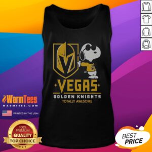Funny Team Vegas Golden Knights Totally Awesome Snoopy tank top featuring a playful Snoopy graphic and team logo