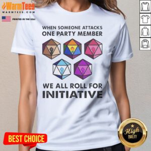Funny When Someone Attacks One Party Member We All Roll For Initiative Retro ladies tee showcasing a playful gaming theme