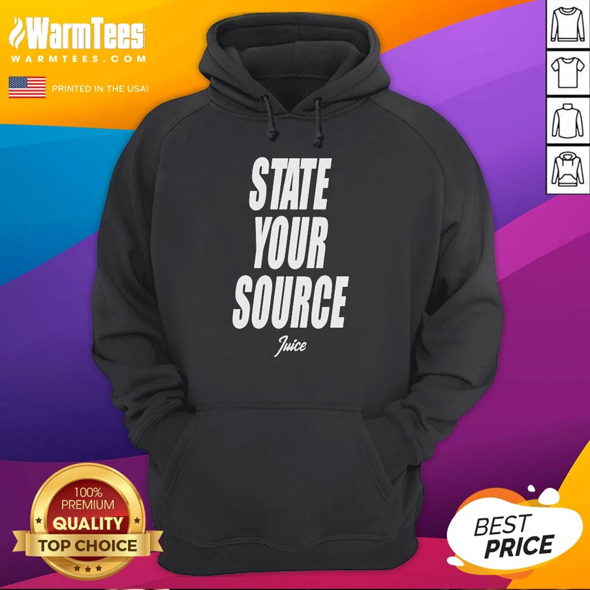 Good Jaylen Brown State Your Source Hoodie in black, featuring a comfortable pullover design with front kangaroo pocket