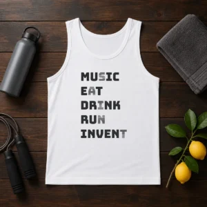 Good Music Eat Drink Run Invent Tank Top
