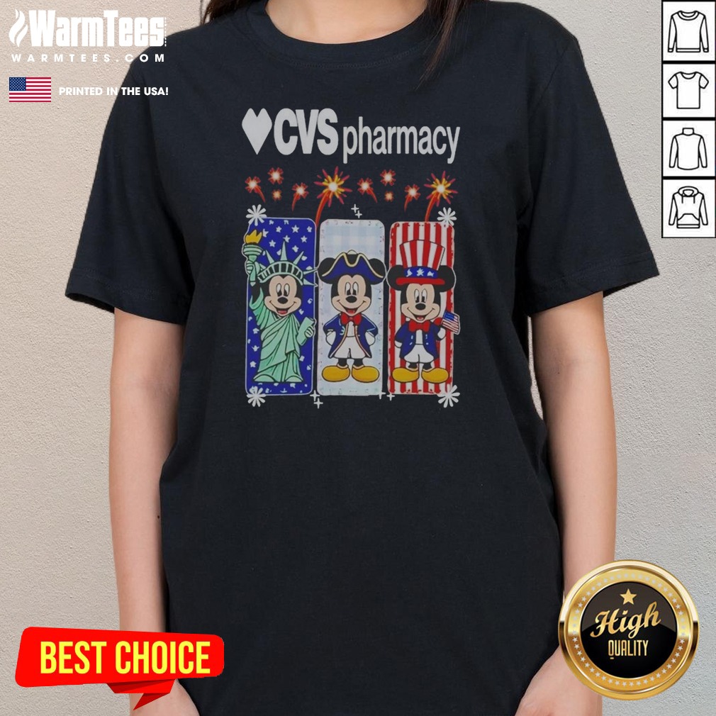 Heart CVS Pharmacy Mickey Mouse Statue Of Liberty USA Patriotic shirt on Ladies Shirt Heart CVS Pharmacy Mickey Mouse Statue Of Liberty USA Patriotic shirt shown as a ladies shirt preview
