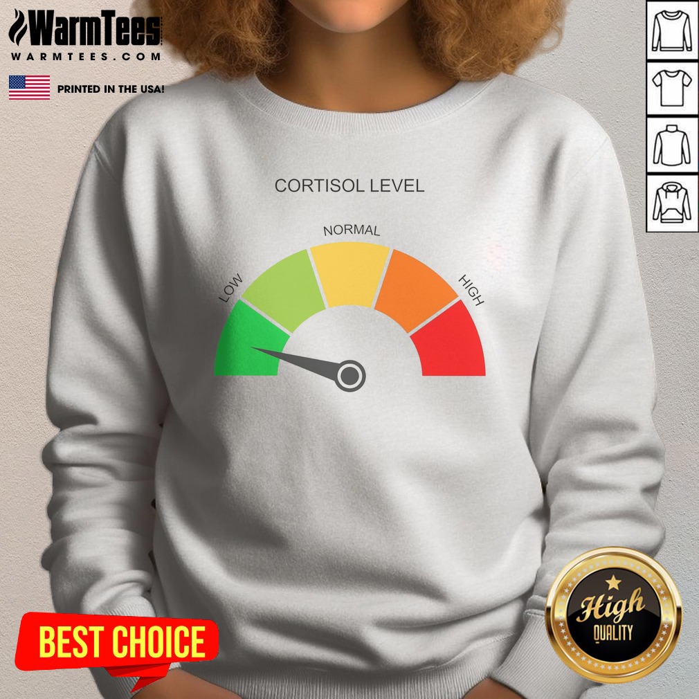 Hot Cortisol Level Low Normal High Shirt on Sweatshirt Hot Cortisol Level Low Normal High Shirt shown as a sweatshirt preview