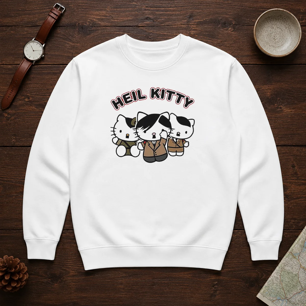 Hot Heil Kitty Parody Satire Cartoon Funny Sweater