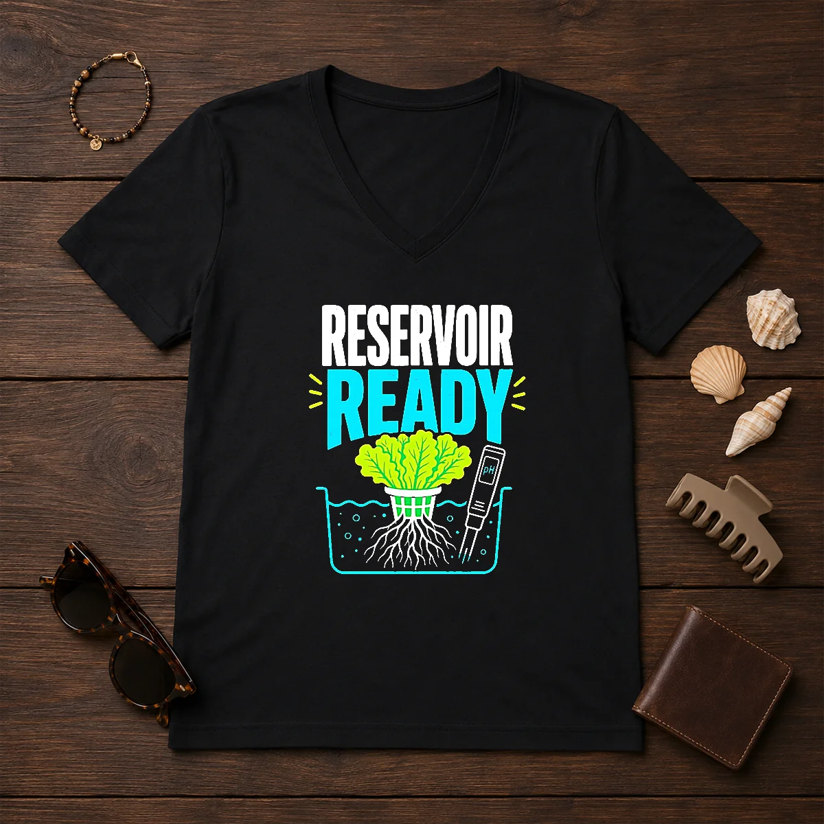 Hot Reservoir Ready Hydroponic Lettuce V-Neck Shirt Hot Reservoir Ready Hydroponic Lettuce V-Neck Shirt
