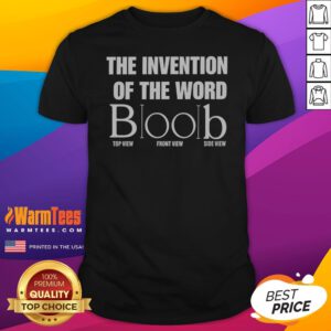 Hot The Invention Of The Word Boob Wordplay shirt in black cotton short sleeve tee