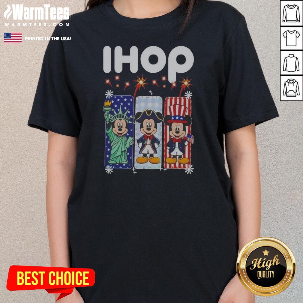 Ihop Mickey Mouse Statue Of Liberty Patriot Independence Day shirt on Ladies Shirt Ihop Mickey Mouse Statue Of Liberty Patriot Independence Day shirt shown as a ladies shirt preview