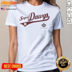 Nice Mississippi State Bulldogs Super Dawgs Logo ladies tee featuring vibrant team colors and logo design.