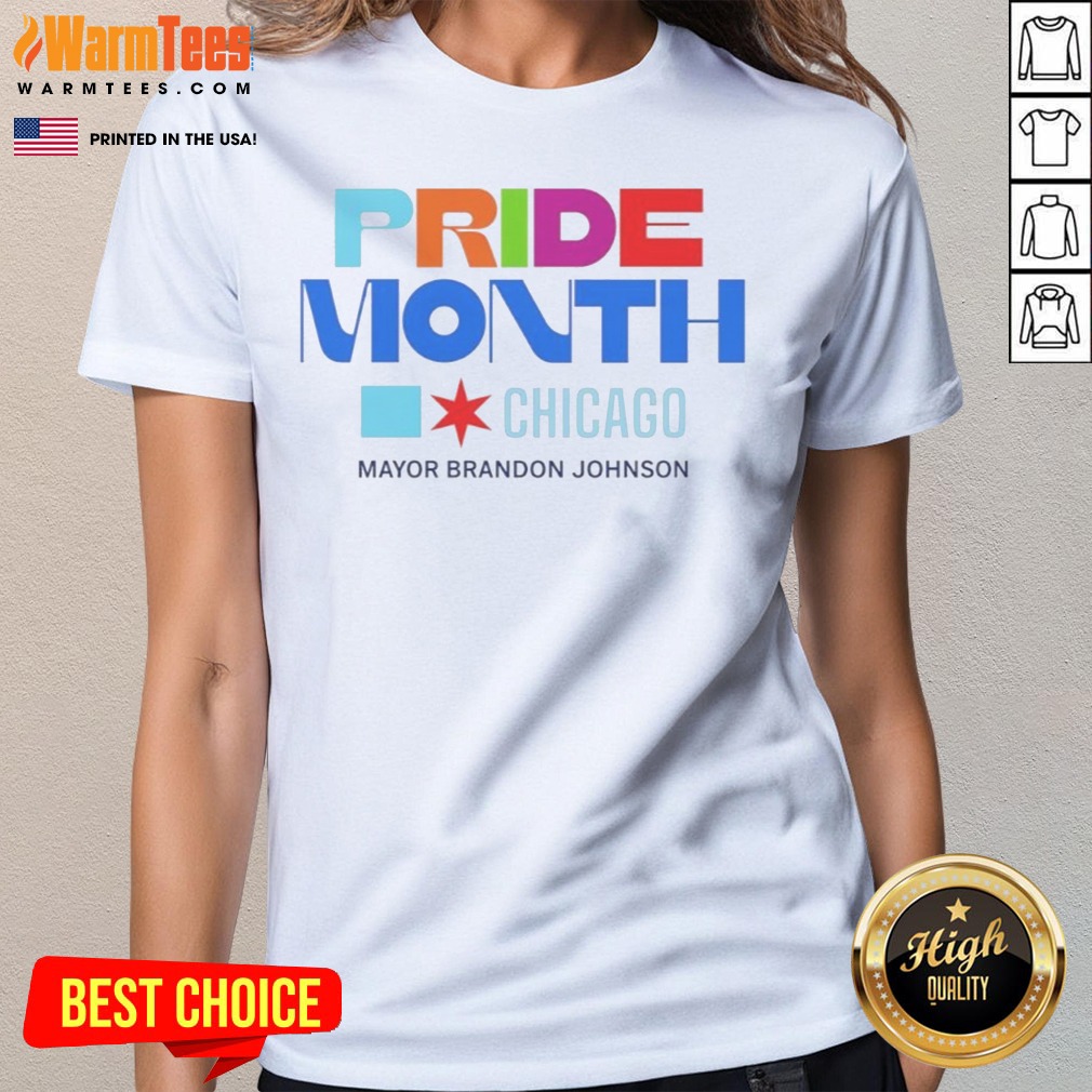 Nice Pride Month Chicago Mayor Brandon Johnson shirt on Ladies Shirt Nice Pride Month Chicago Mayor Brandon Johnson shirt shown as a ladies shirt preview