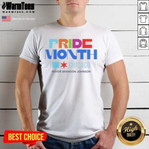 Nice Pride Month Chicago Mayor Brandon Johnson shirt featuring vibrant colors and a bold design.